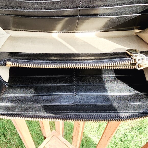 Chloe June Bow Embellished Black Tan leather long zippy wallet - Picture 6 of 16